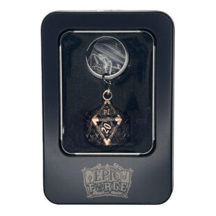 Porte clé D20 Rose Ancien - lot de 7 mini dés métal (5mm)