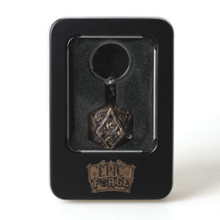 Porte clé D20 Vieil Or - lot de 7 mini dés métal (5mm)