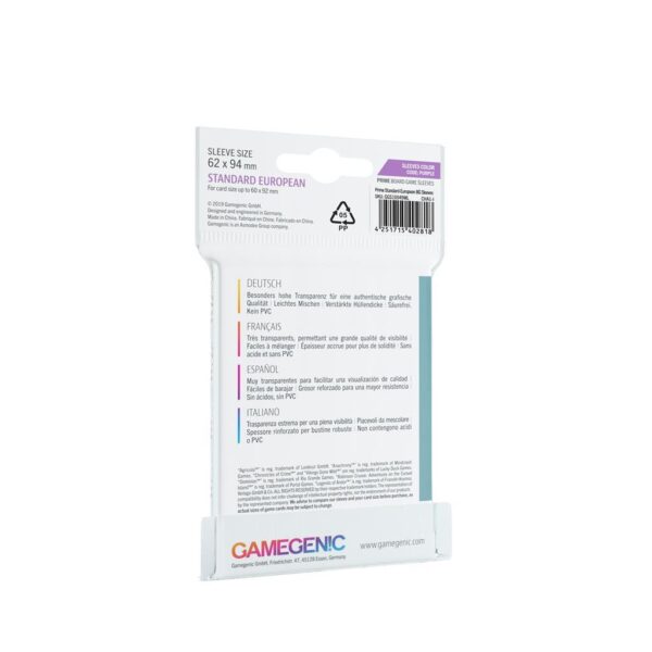 Gamegenic - 50 Prime Sleeves Standard Européen - 62x94 – Image 2