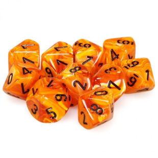 CHESSEX - Set de 10 dés 10 - VORTEX - Orange/Noir - CHX27233