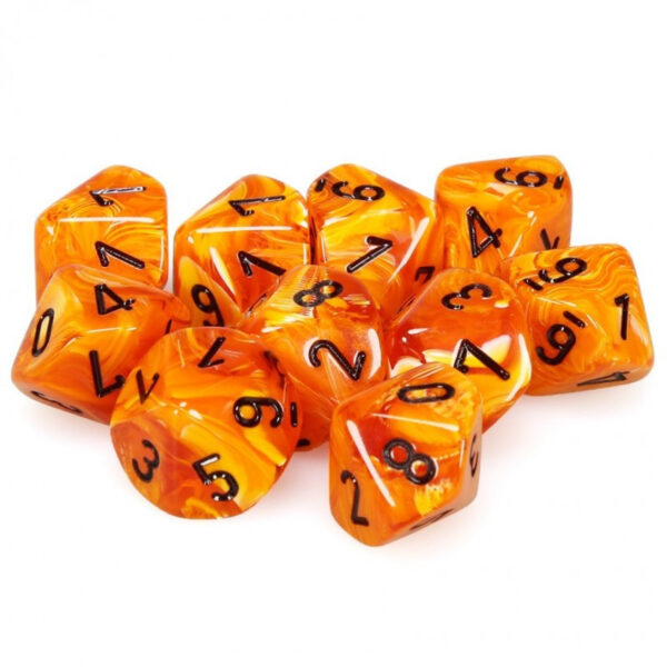 CHESSEX - Set de 10 dés 10 - VORTEX - Orange/Noir - CHX27233