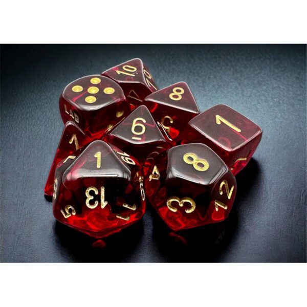 CHESSEX - SET DE 8 DES - TRANSPARENT ROUGE VIOLET / OR - CHX30058